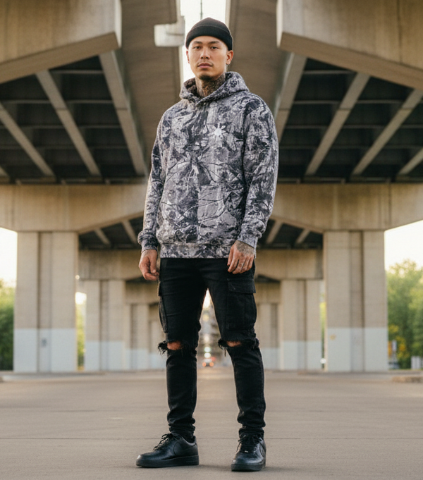 Premium Vintage Gray Wood Camo 14oz